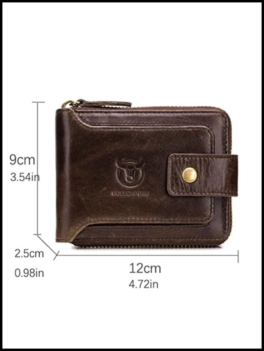 Genuine Leather RFID Blocking Large Capacity Bi-Fold Wallet with Zipper Coin